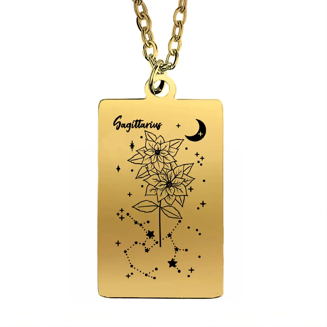 Cosmic Birth Flower Card Pendant Necklace