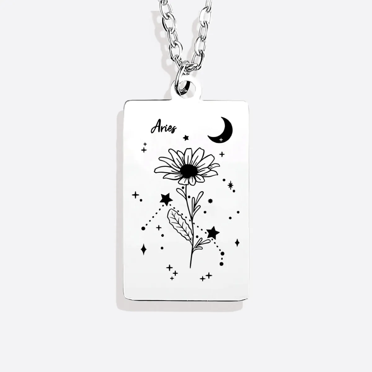 Cosmic Birth Flower Card Pendant Necklace