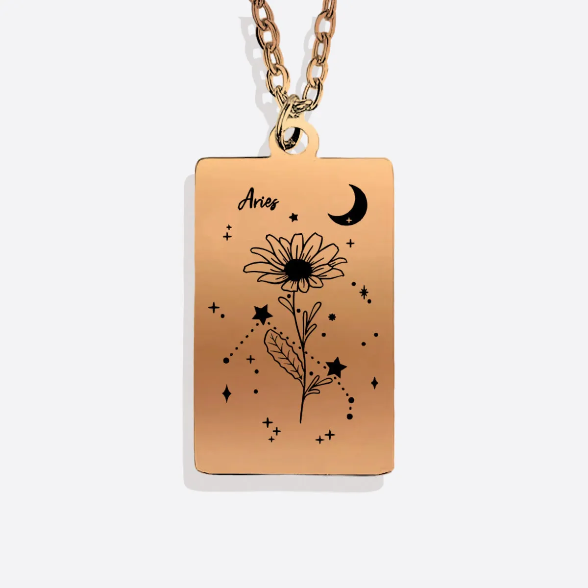 Cosmic Birth Flower Card Pendant Necklace