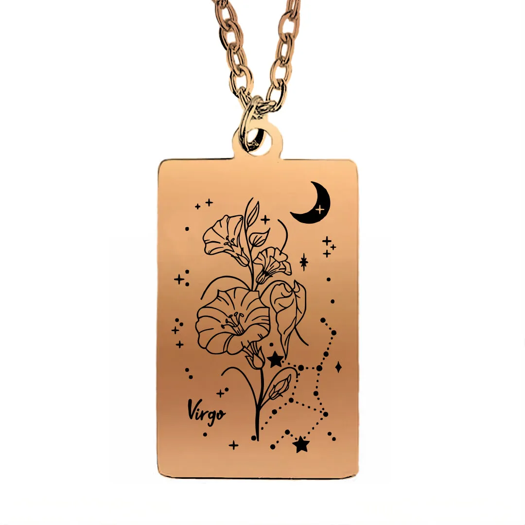 Cosmic Birth Flower Card Pendant Necklace