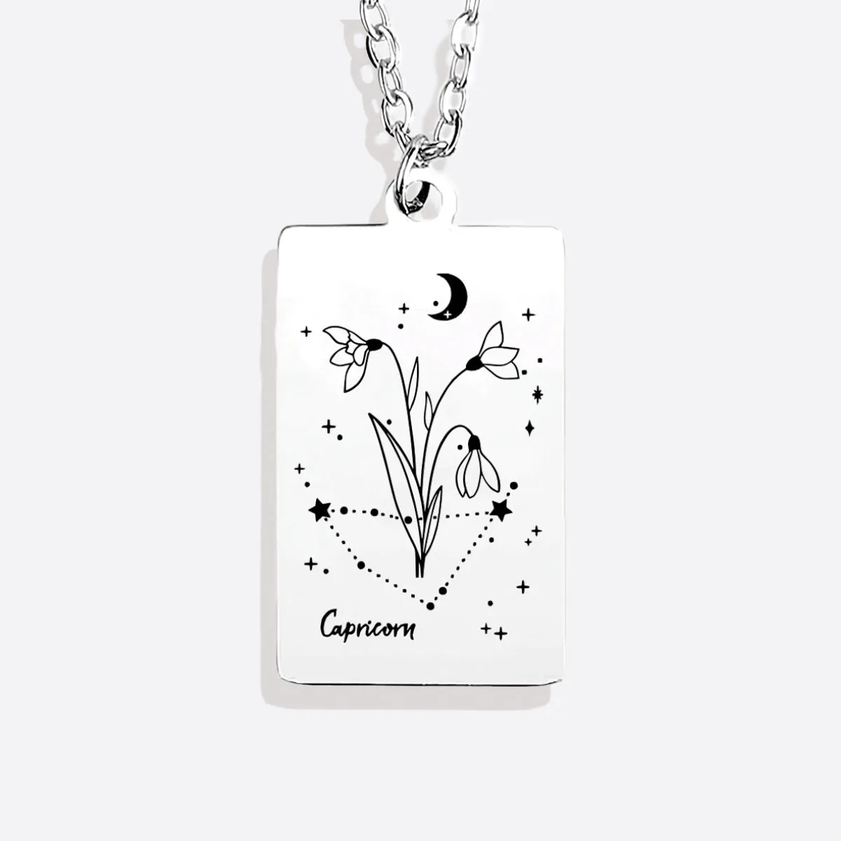 Cosmic Birth Flower Card Pendant Necklace