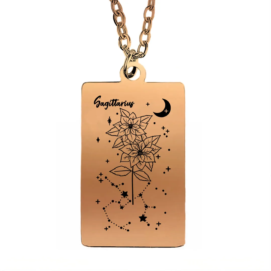 Cosmic Birth Flower Card Pendant Necklace