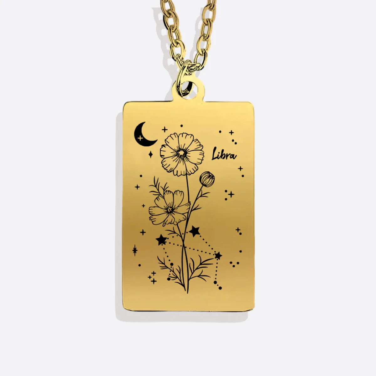 Cosmic Birth Flower Card Pendant Necklace