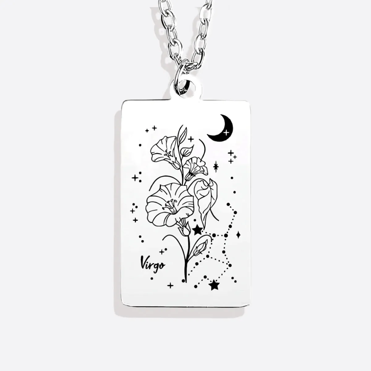 Cosmic Birth Flower Card Pendant Necklace