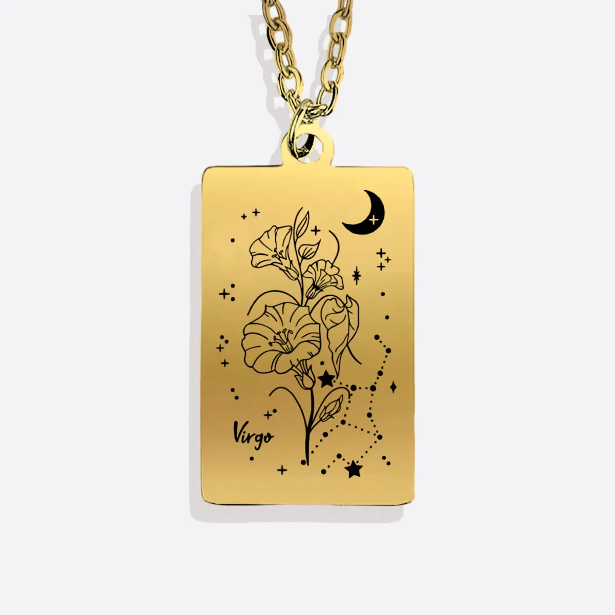 Cosmic Birth Flower Card Pendant Necklace