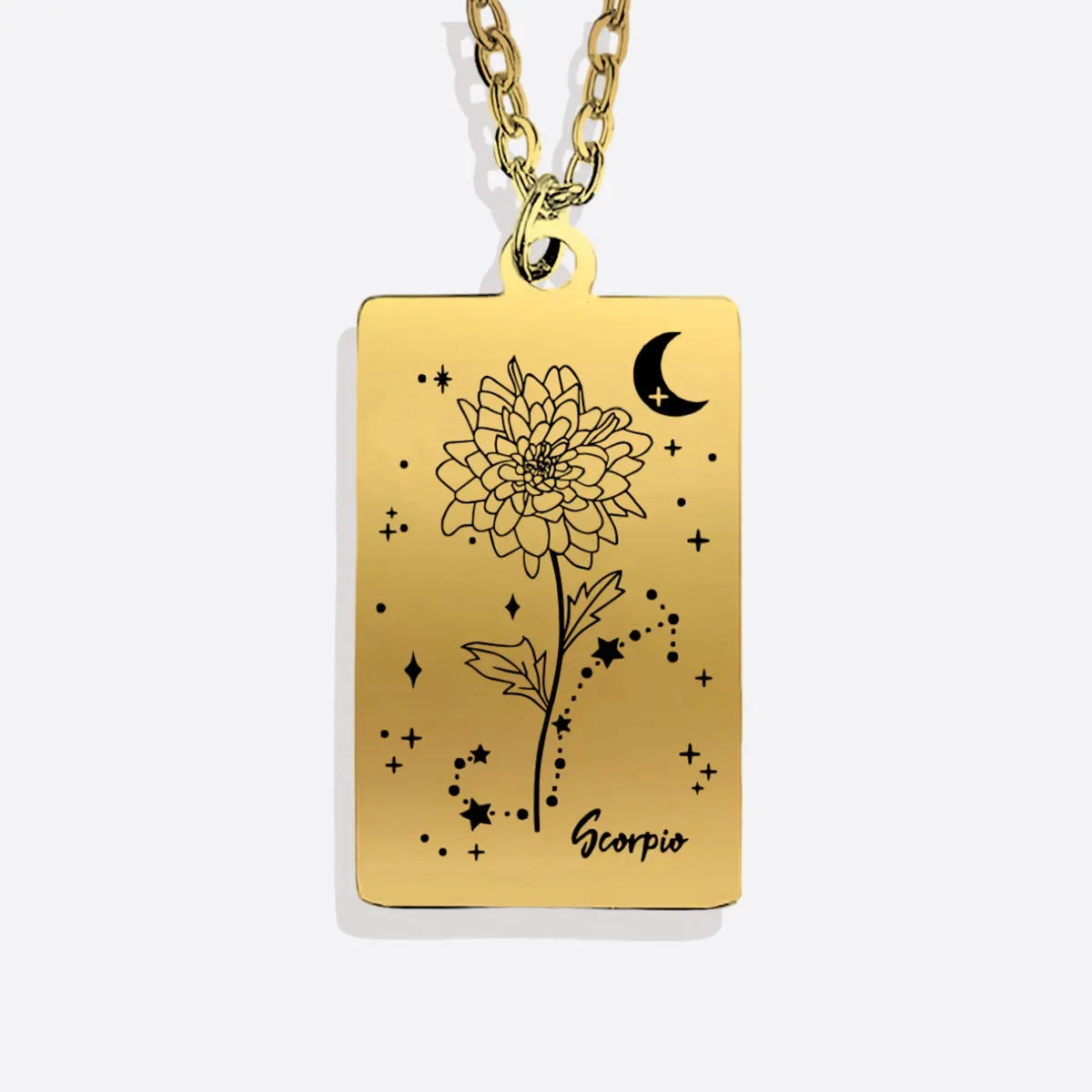 Cosmic Birth Flower Card Pendant Necklace