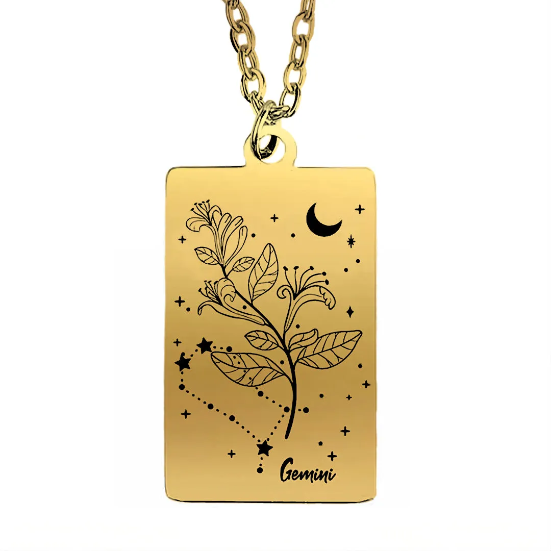 Cosmic Birth Flower Card Pendant Necklace