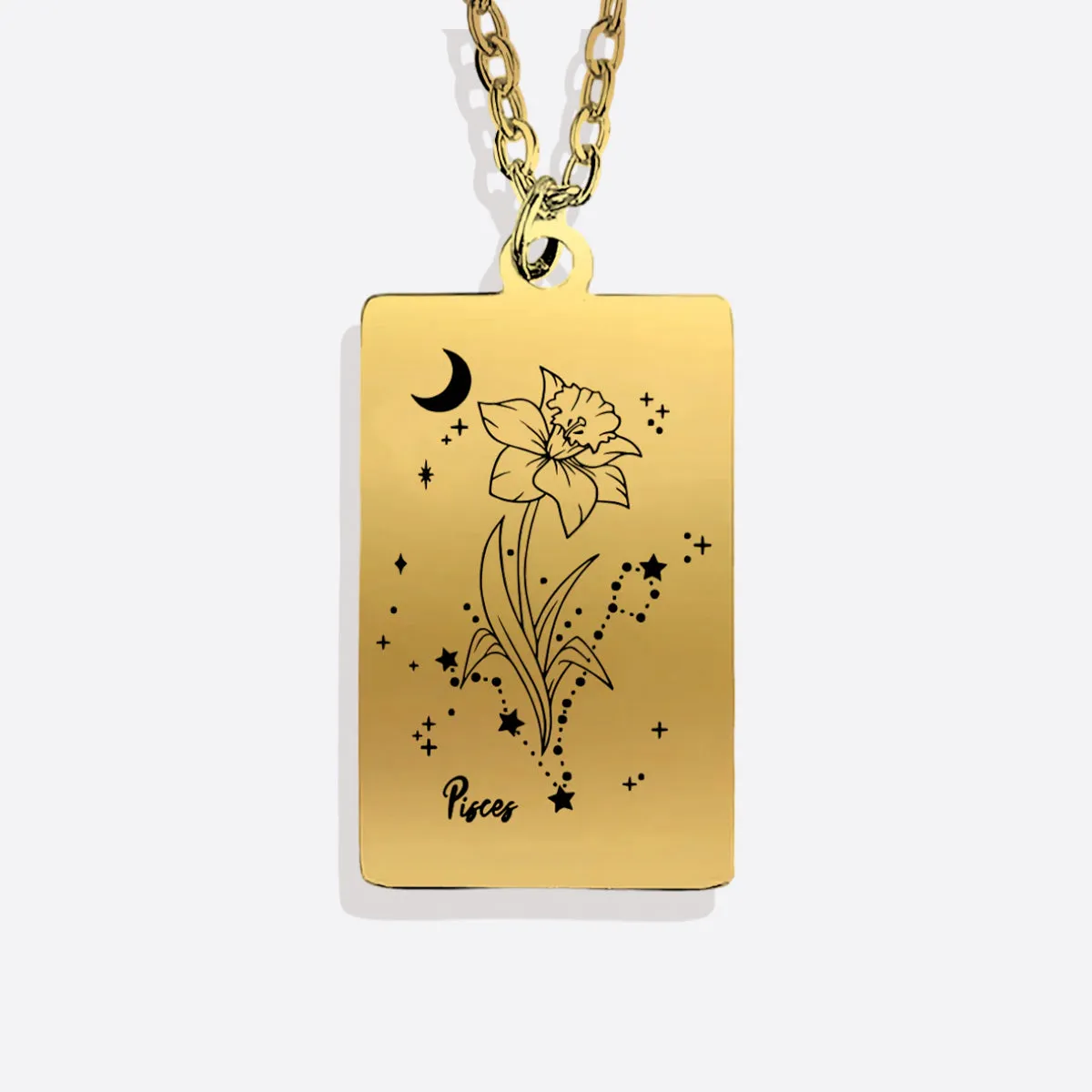 Cosmic Birth Flower Card Pendant Necklace