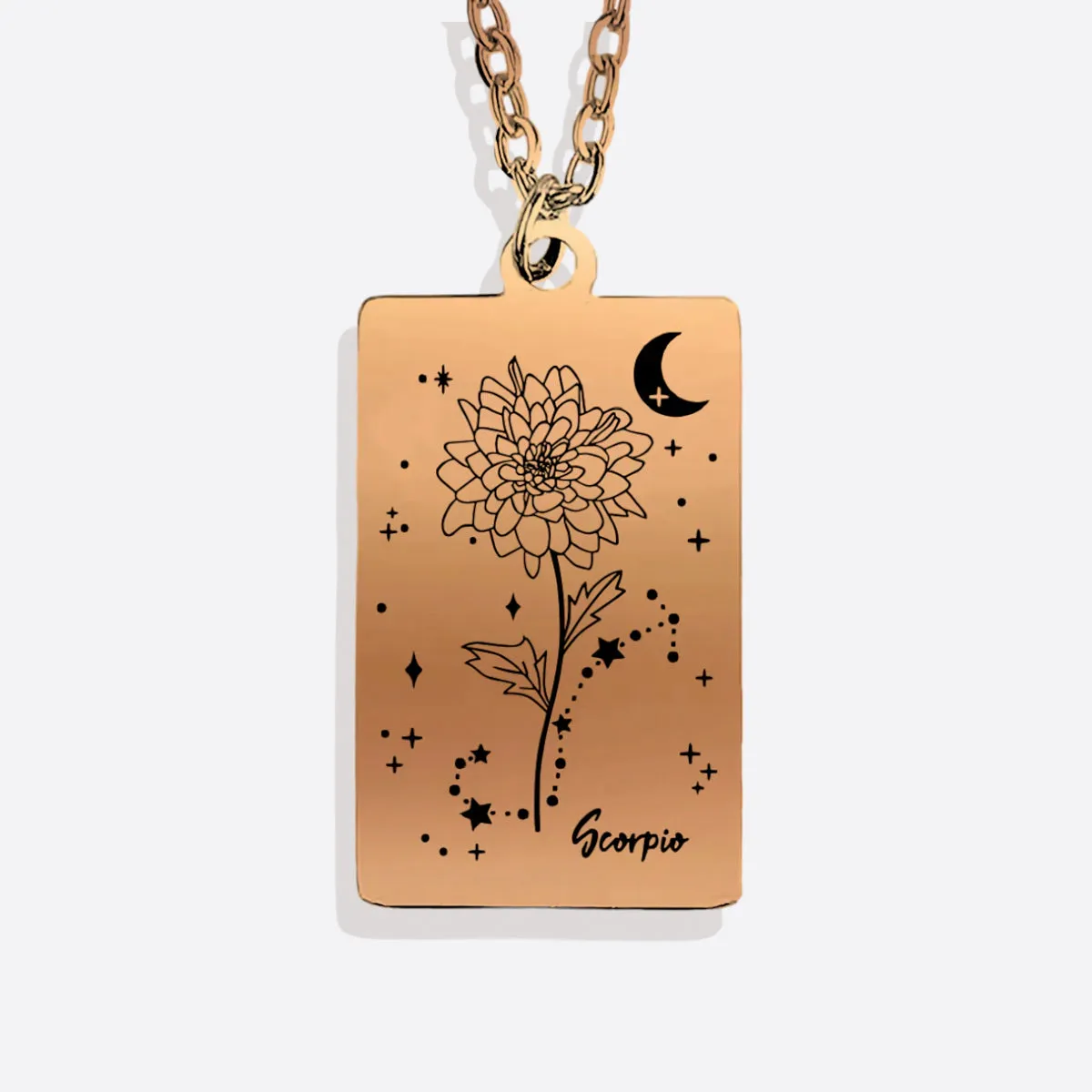 Cosmic Birth Flower Card Pendant Necklace