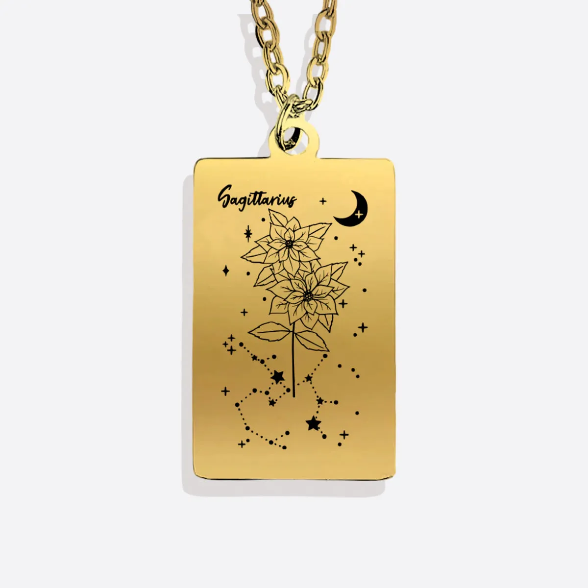 Cosmic Birth Flower Card Pendant Necklace