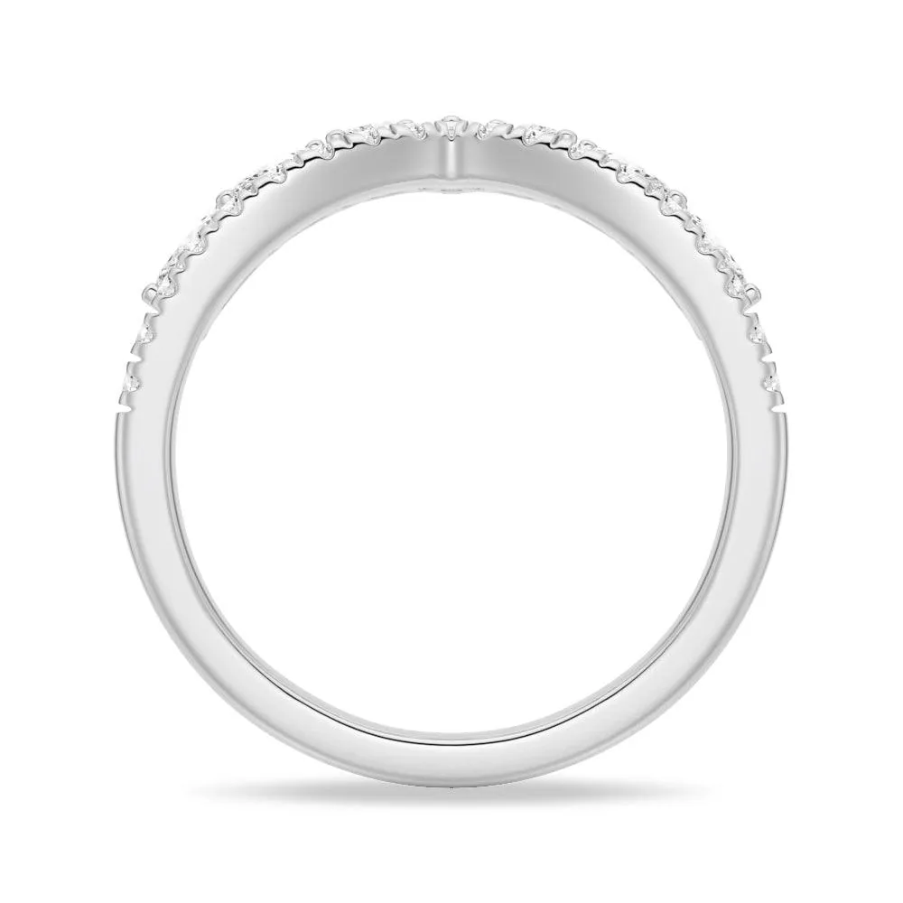 Curved Crown Marquise And Round Moissanite Wedding Band