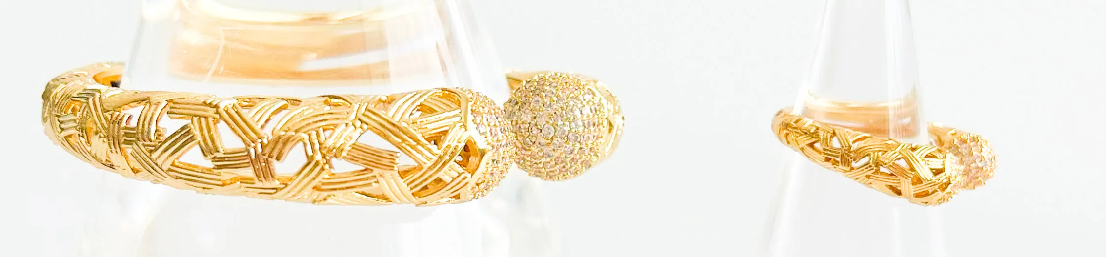 Cz Textured Cuff Bracelet and Ring Set