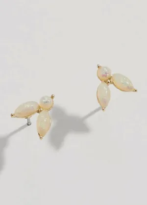 Dainty Opal Falling Petals Stud Earrings