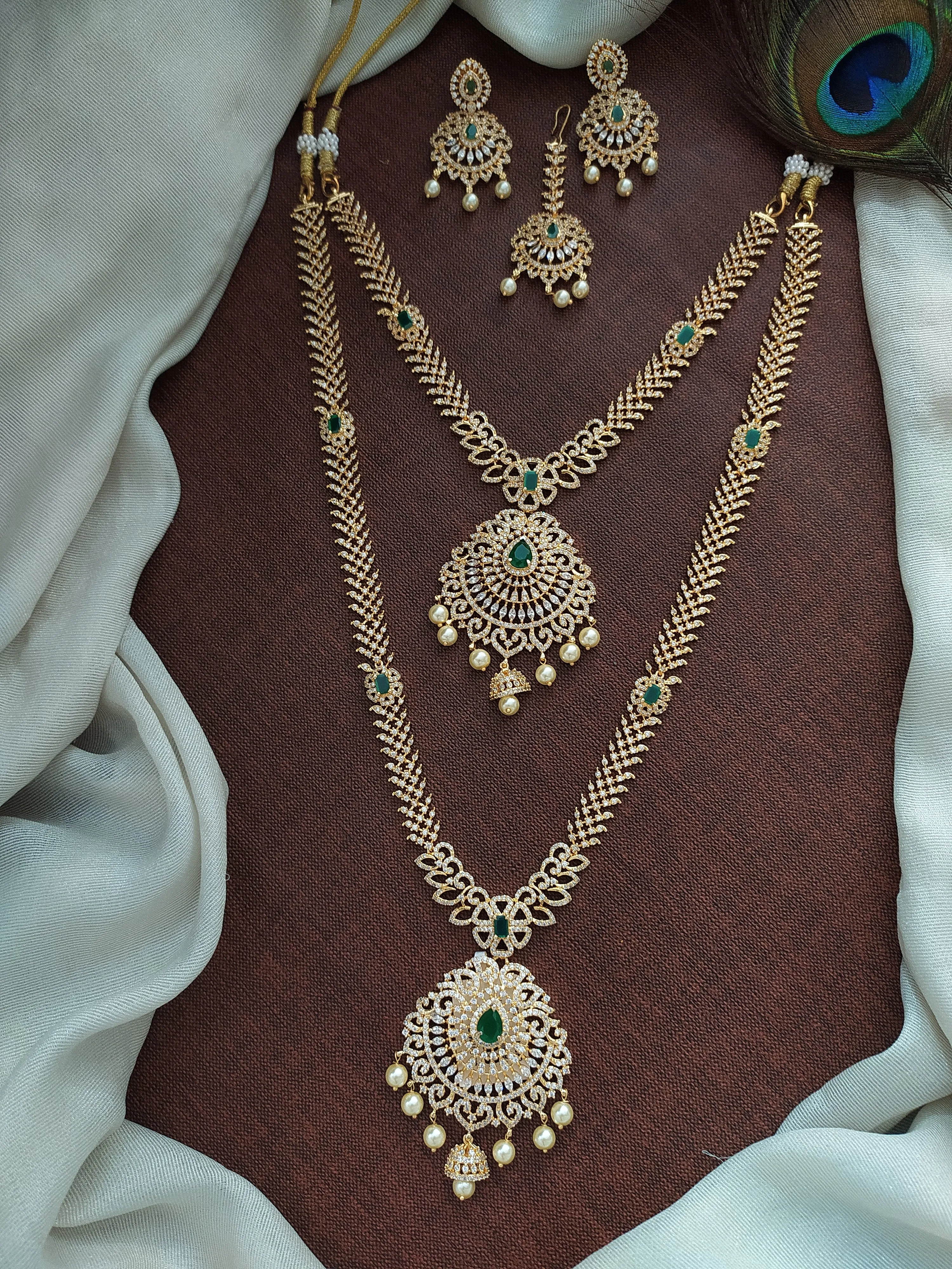 Dazzling Brilliance Mesmerizing Gold-Plated Zircon Combo Set (Haram, Necklace)