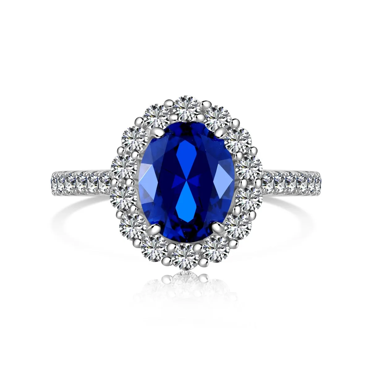 Diana 2 Carat Blue Oval Halo Engagement Ring