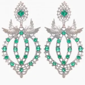 Dove Queen Earrings in .925 Silver   Emerald - By Ana Moura