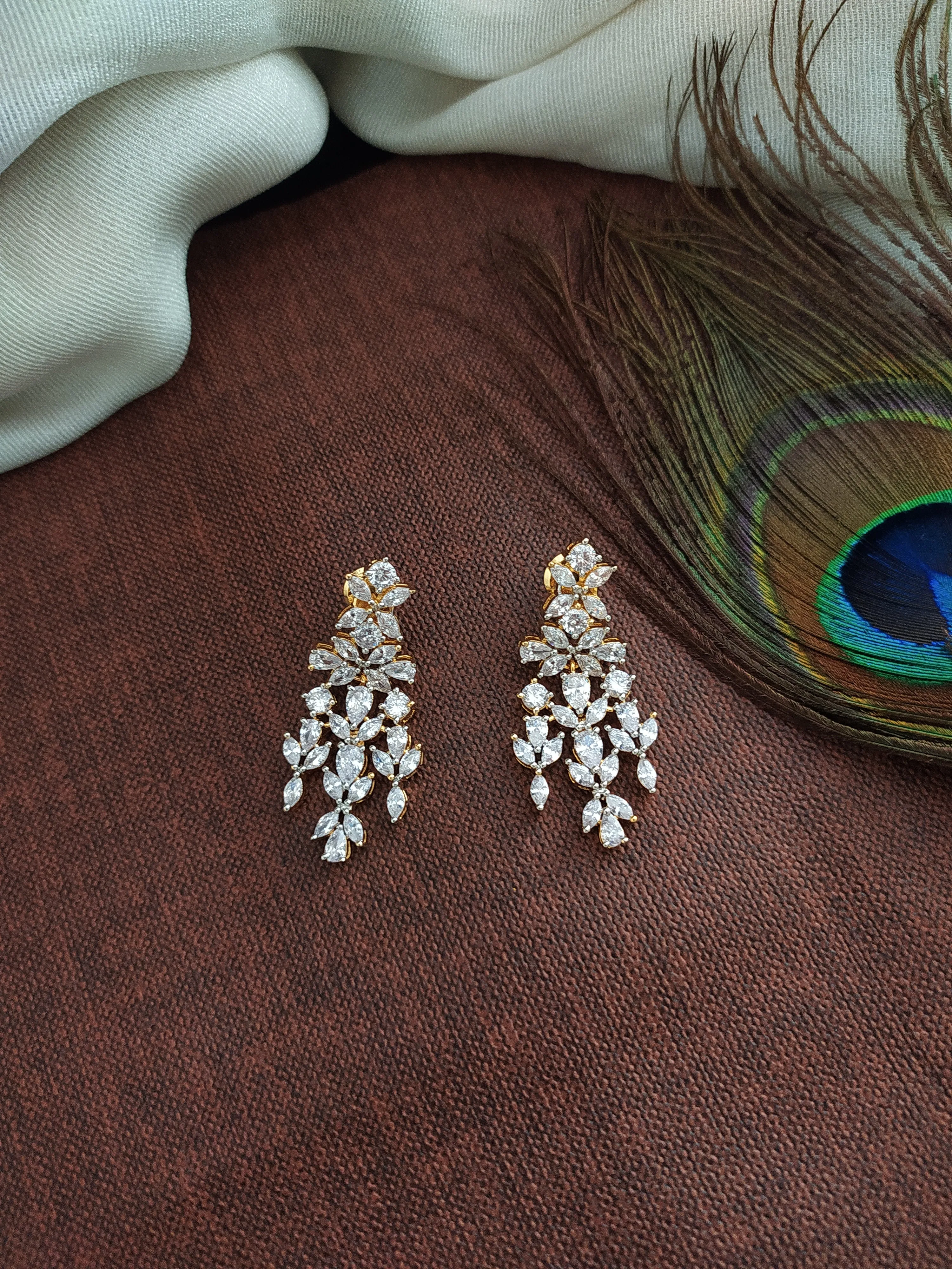 Dual Tone Diamond Finish Long Haram Set With White Zircon Stones