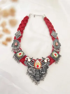 Earthbound Elegance Red Jute Necklace