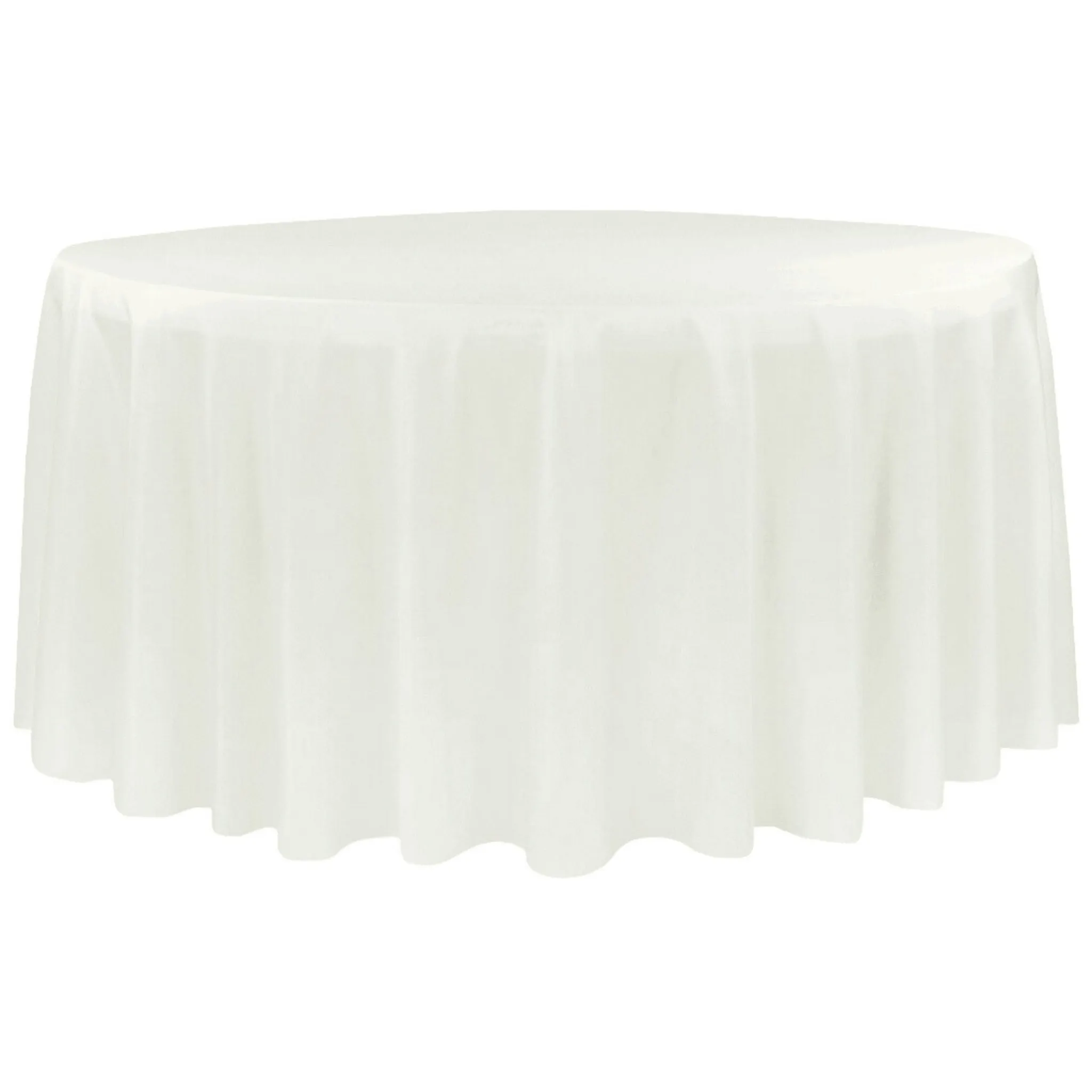 Economy Polyester Tablecloth 120" Round - Light Ivory/Off White