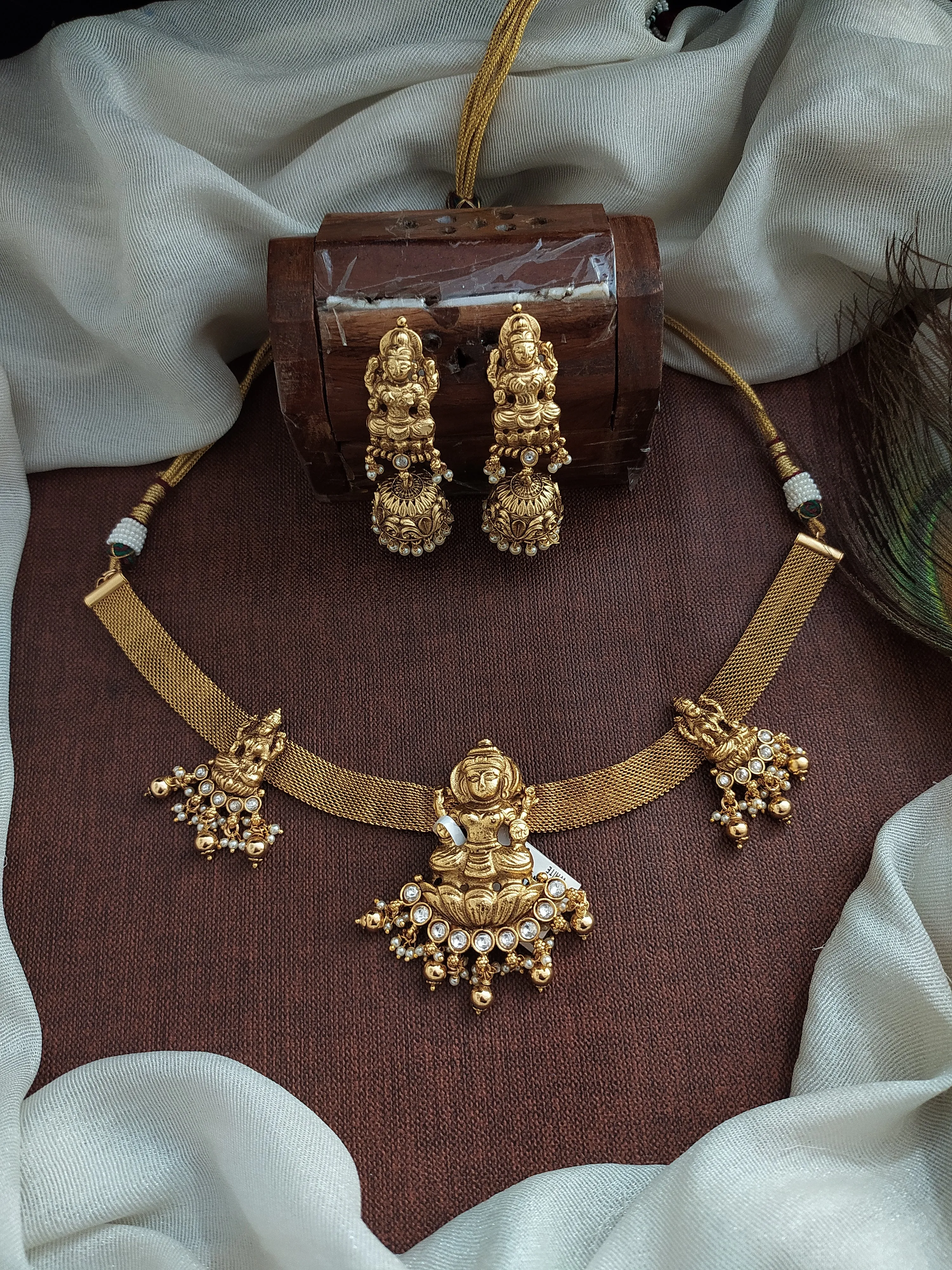 Embrace Divine Blessings The Lakshmi Ji Antique Choker Set