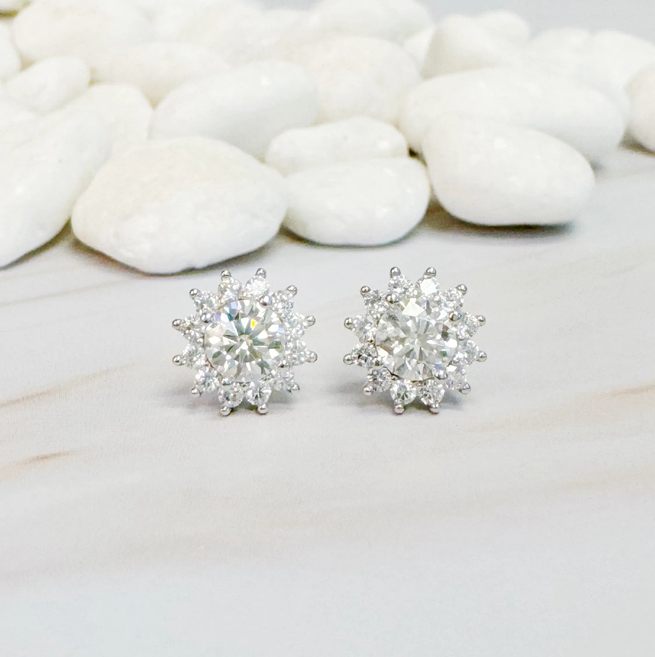 Flower Shape Moissanite Stud Earrings