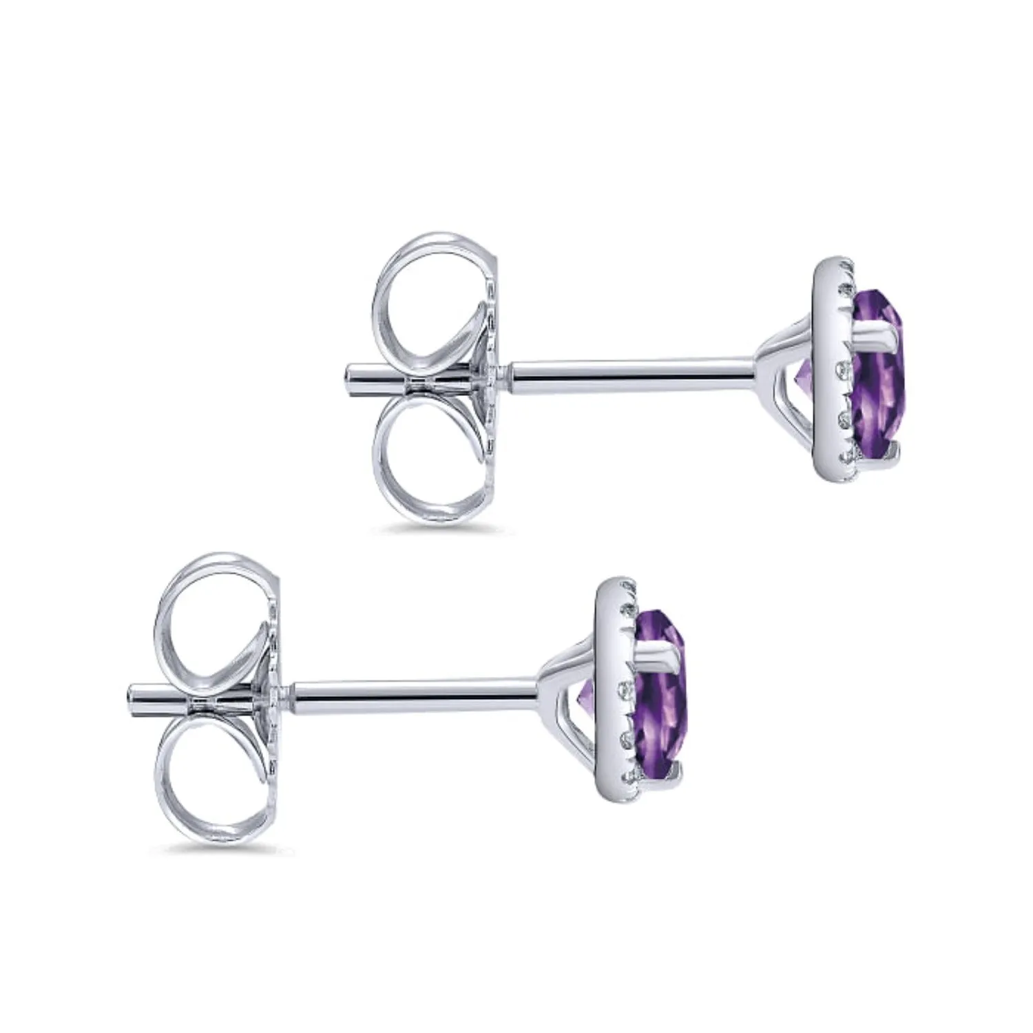 Gabriel & Co. Amethyst & Diamond Halo Stud Earrings