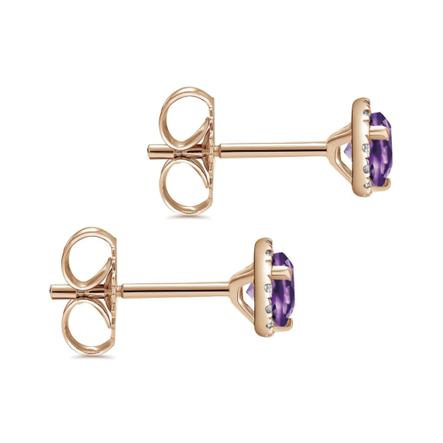 Gabriel & Co. Amethyst & Diamond Halo Stud Earrings