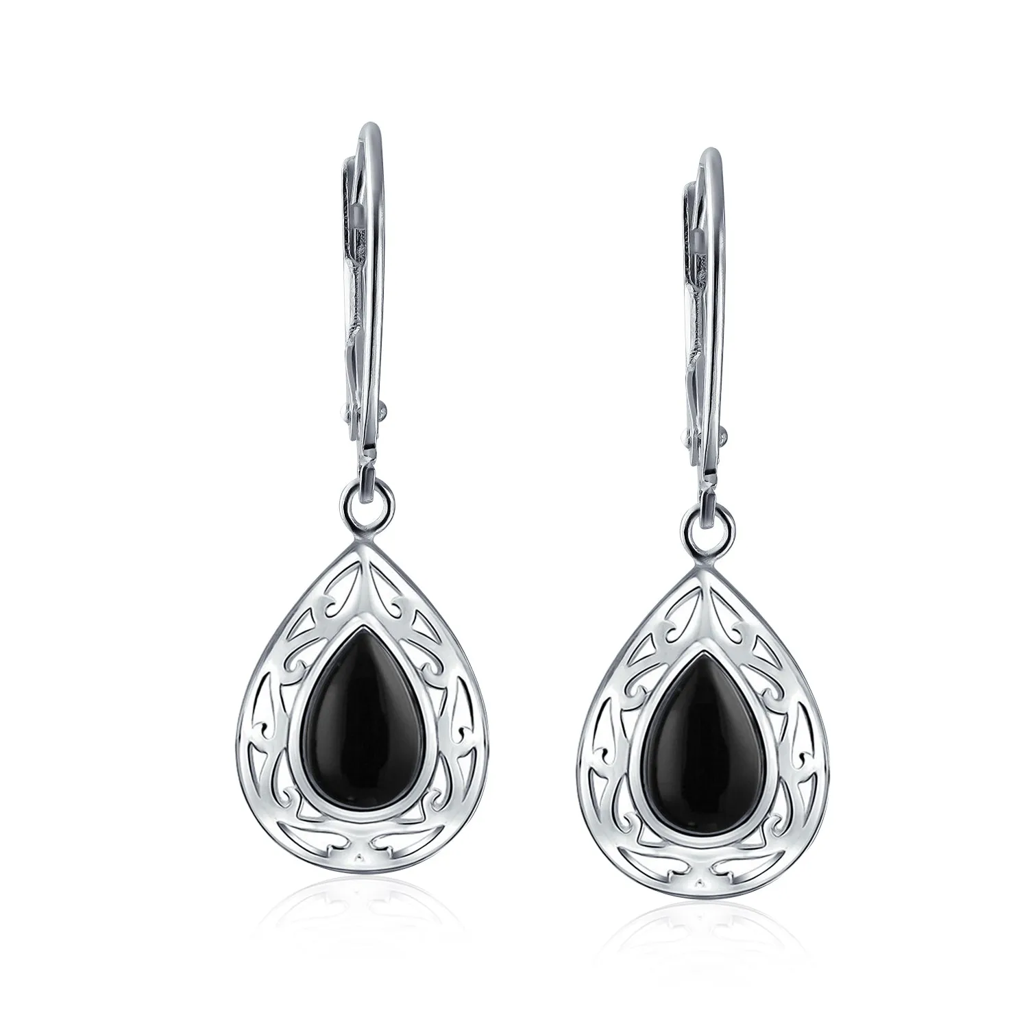 Gemstone Scroll Filigree Dangle Western Earrings .925Sterling Silver