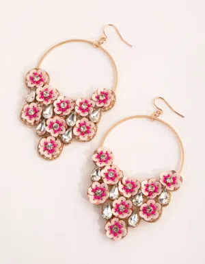 Gold Sequin Flower Cluster Earrings