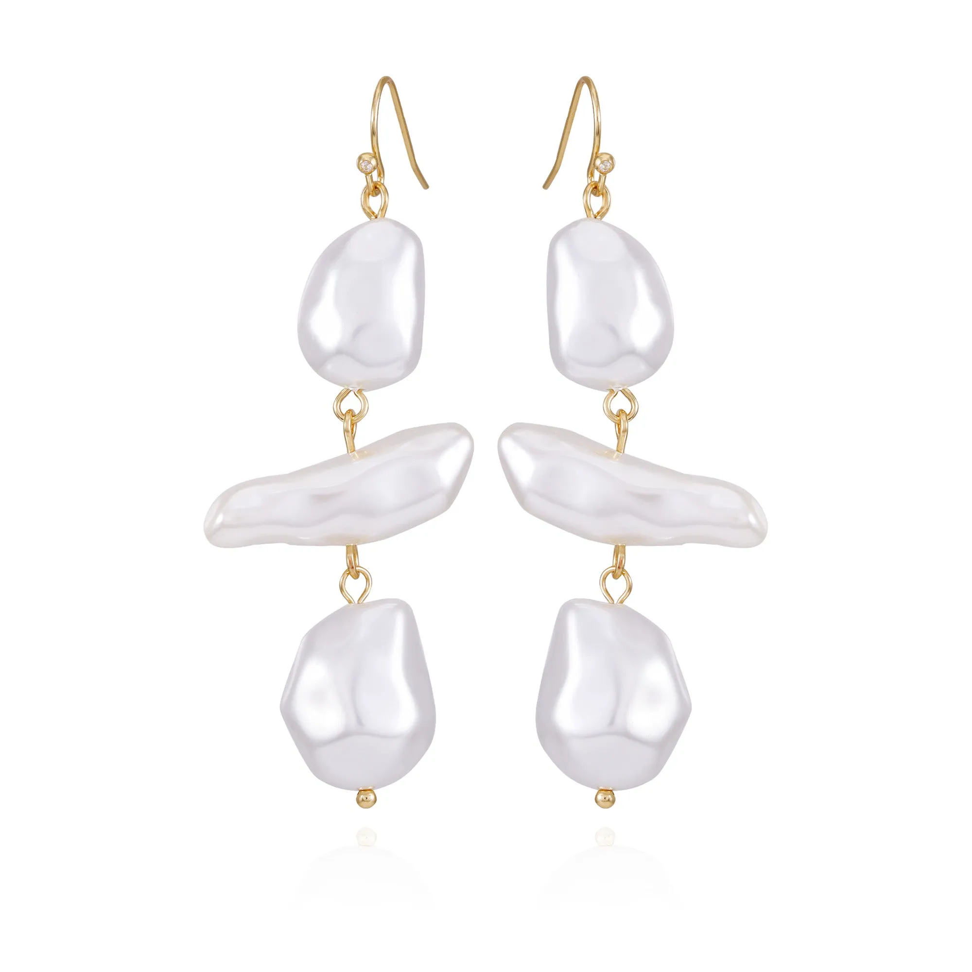 Goldtone Pearl Linear Drop Earrings