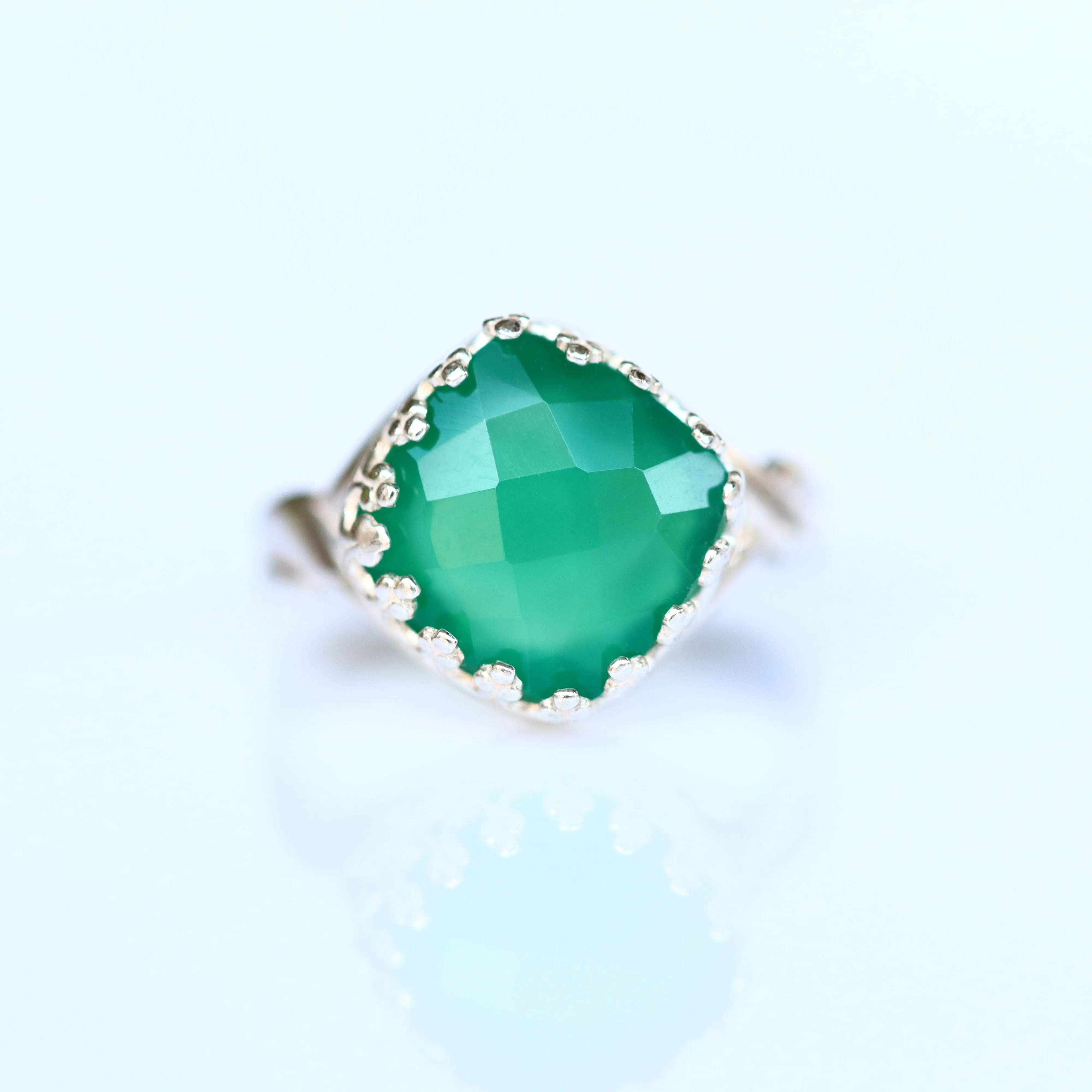 Green Stone Ring for Men - Emerald Signet Ring