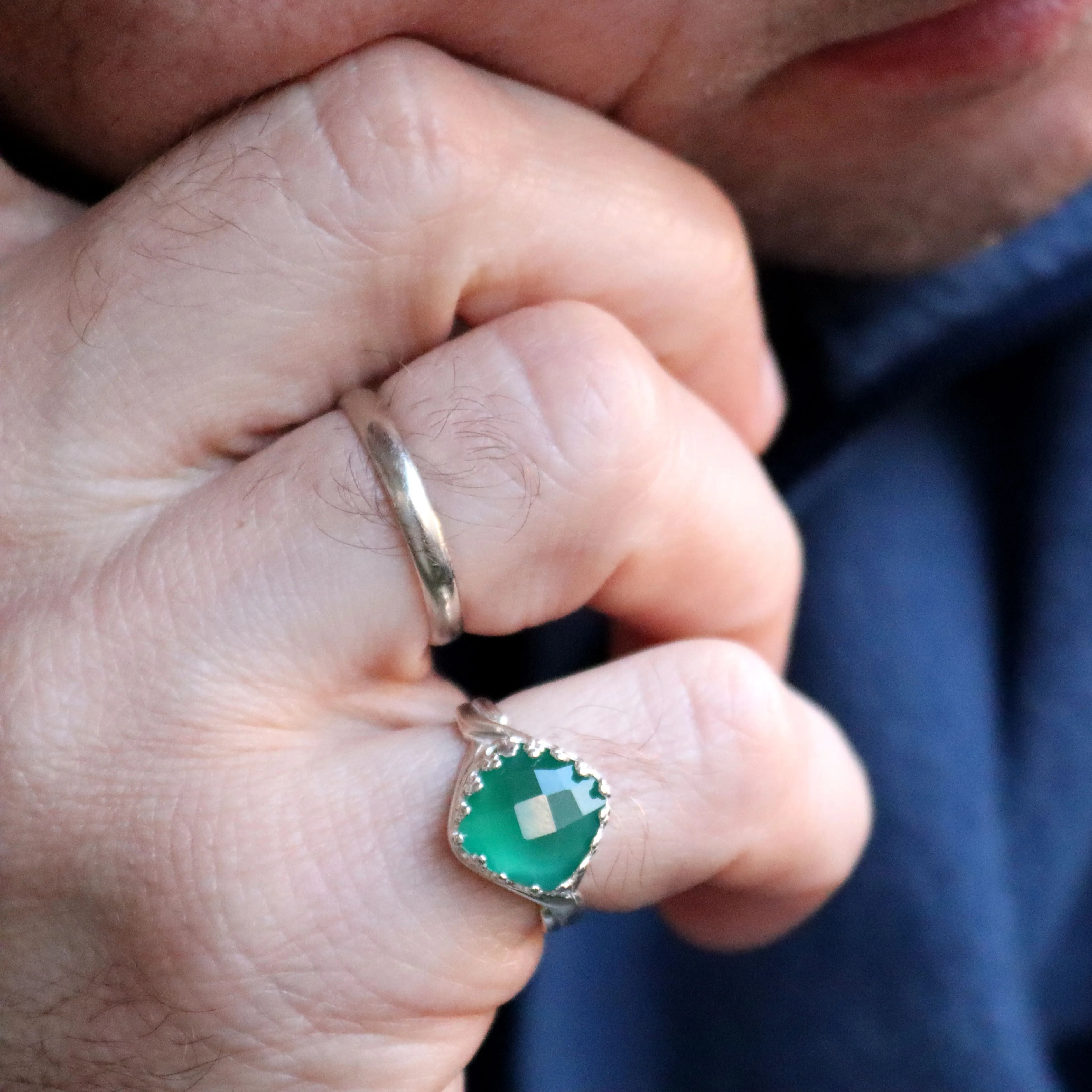 Green Stone Ring for Men - Emerald Signet Ring