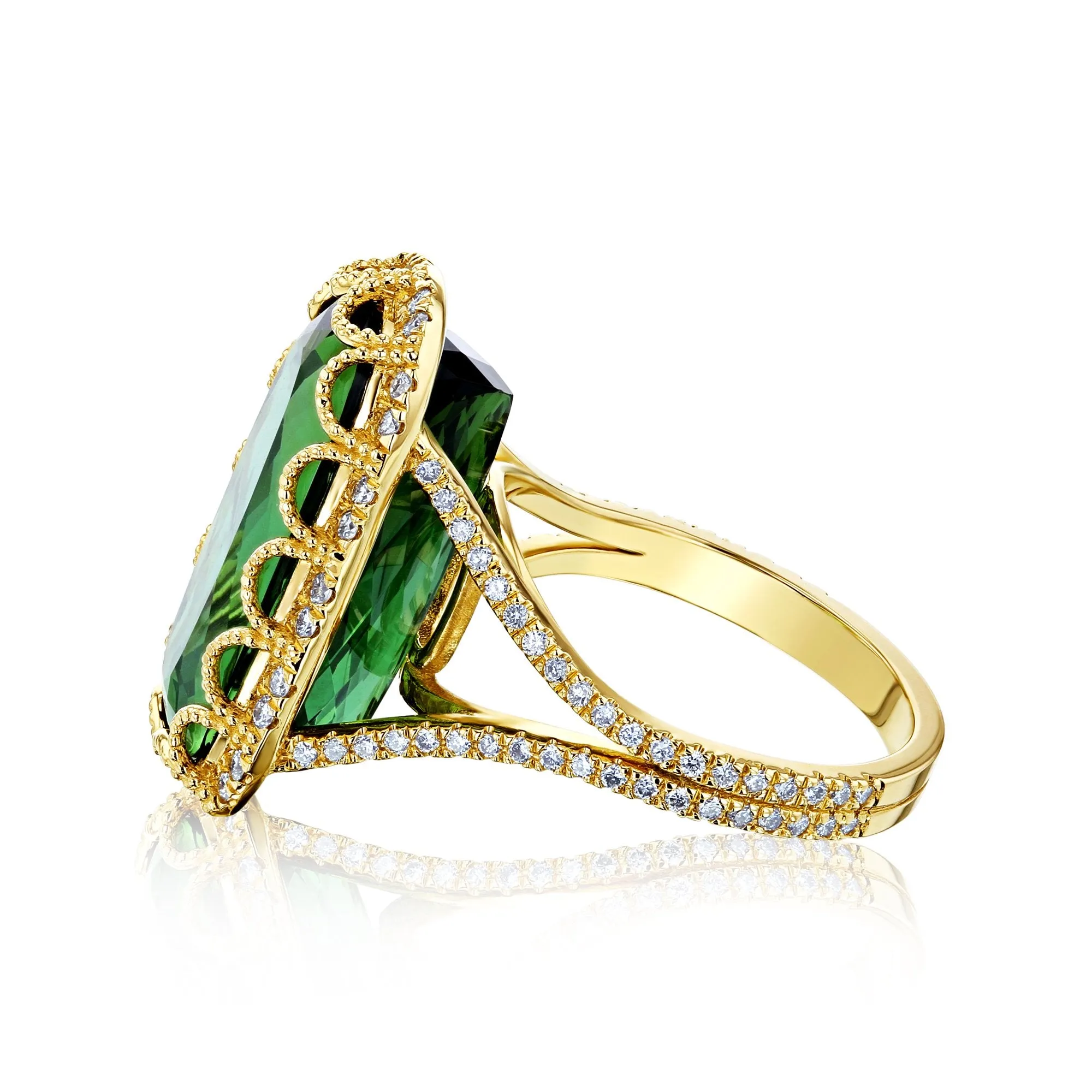 Green Tourmaline Royal Scallop Ring