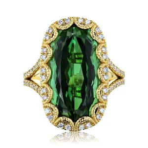 Green Tourmaline Royal Scallop Ring