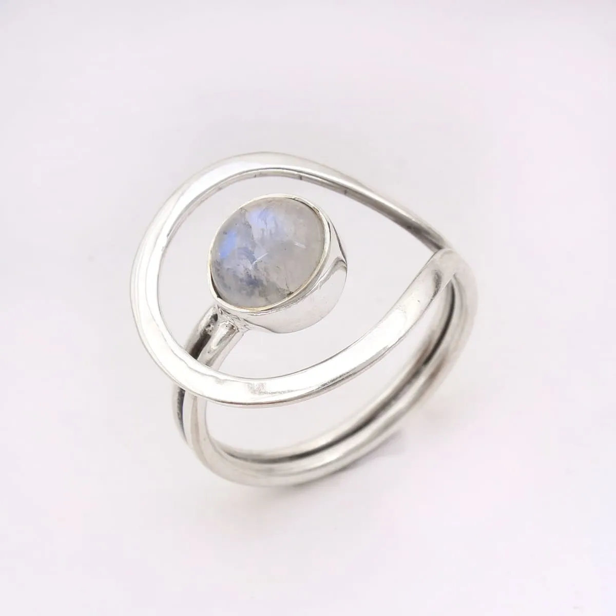 Handmade Round Gemstone Adjustable Ring 925 Sterling Silver, Natural Stone Boho Ring, Adjustable Ring, Nickel Free, Handmade Ring