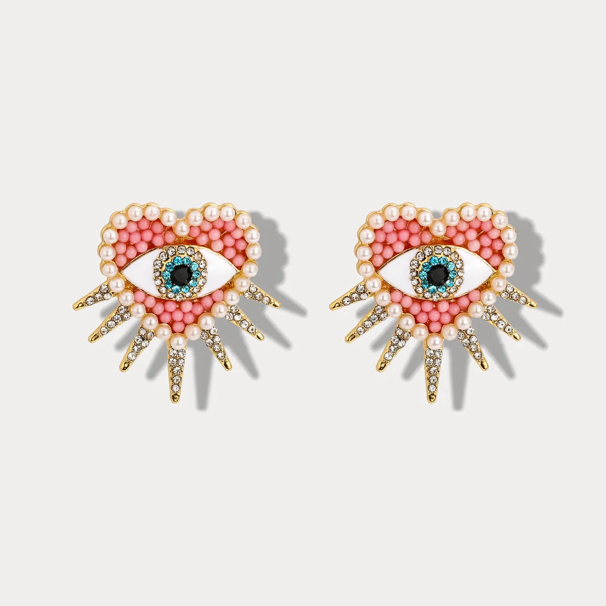 Heart Sun Diamond Evil Eye Earrings