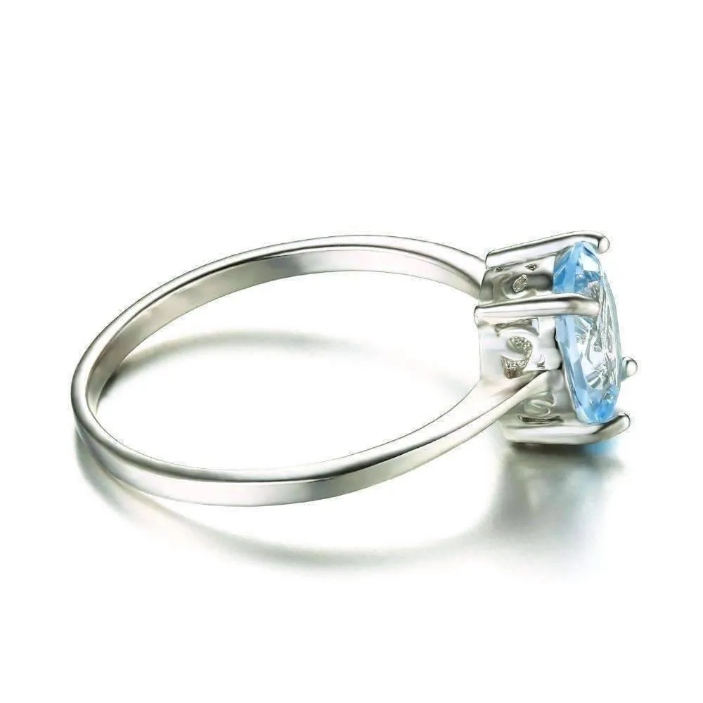 Ice Blue Genuine Topaz Oval Cut 1.5 CT IOBI Precious Gems Ring