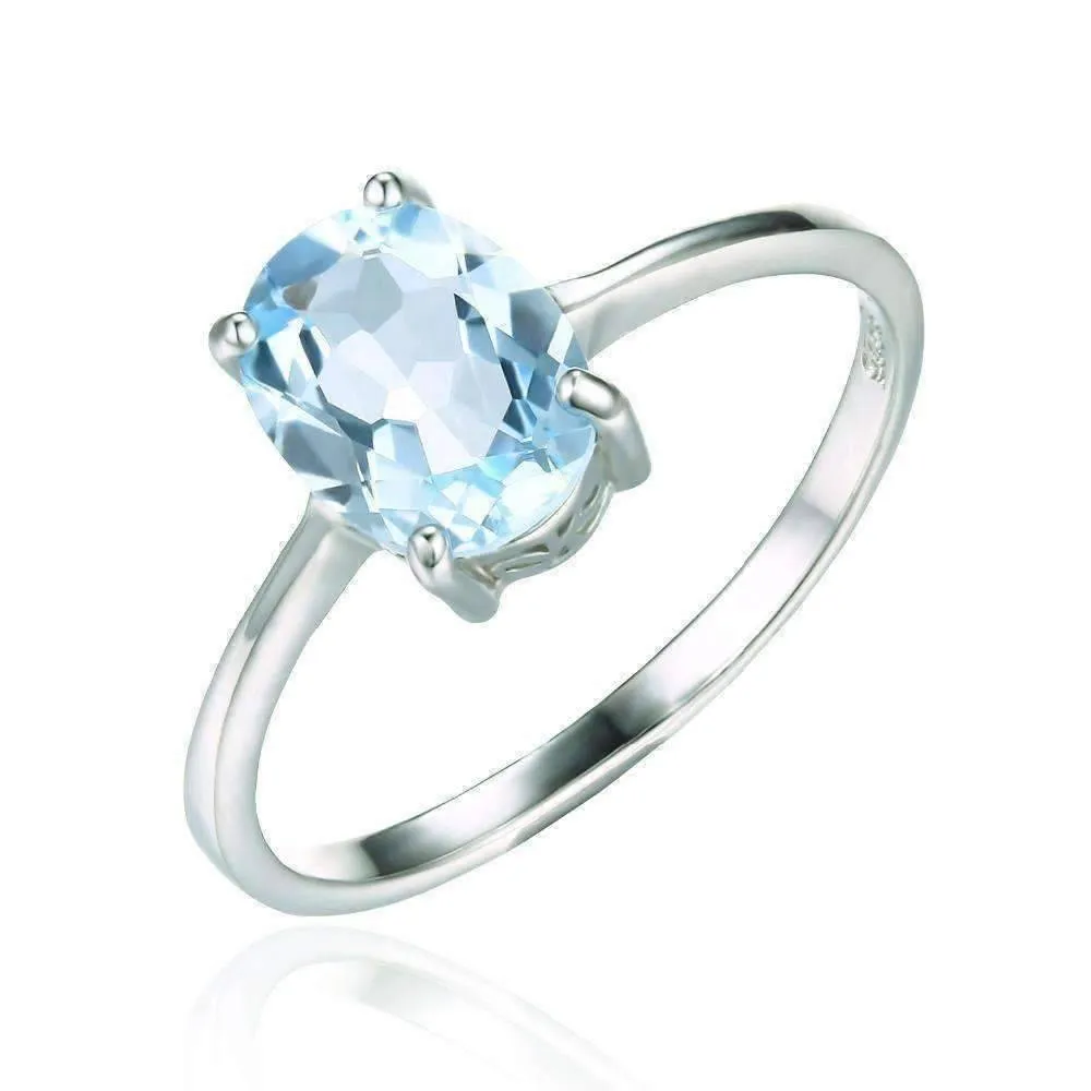 Ice Blue Genuine Topaz Oval Cut 1.5 CT IOBI Precious Gems Ring