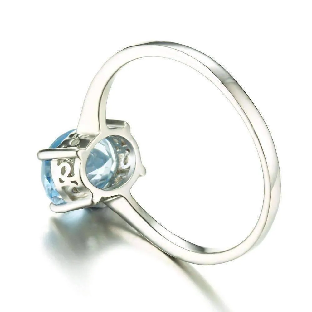 Ice Blue Genuine Topaz Oval Cut 1.5 CT IOBI Precious Gems Ring