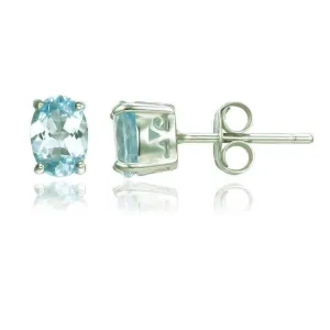 Ice Blue Genuine Topaz Oval Cut 1.8 CT IOBI Precious Gems Stud Earrings