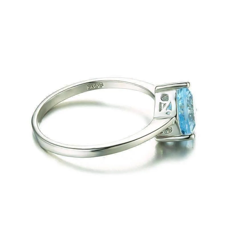 Ice Blue Genuine Topaz Trillion Cut 1.4 CT IOBI Precious Gems Ring