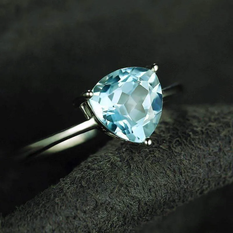 Ice Blue Genuine Topaz Trillion Cut 1.4 CT IOBI Precious Gems Ring