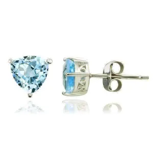 Ice Blue Genuine Topaz Trillion Cut 1.8 CT IOBI Precious Gems Stud Earrings