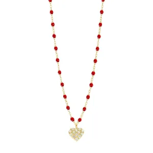 In Love Diamond Necklace, Ruby, Yellow Gold, 16.5"