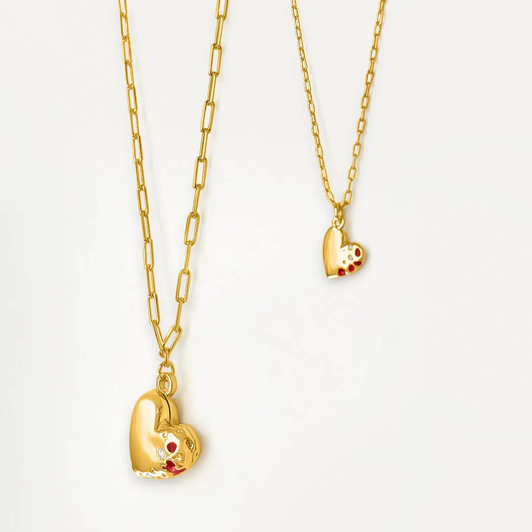 Jeweled Heart Locket and Pendant Gift Set - Gold