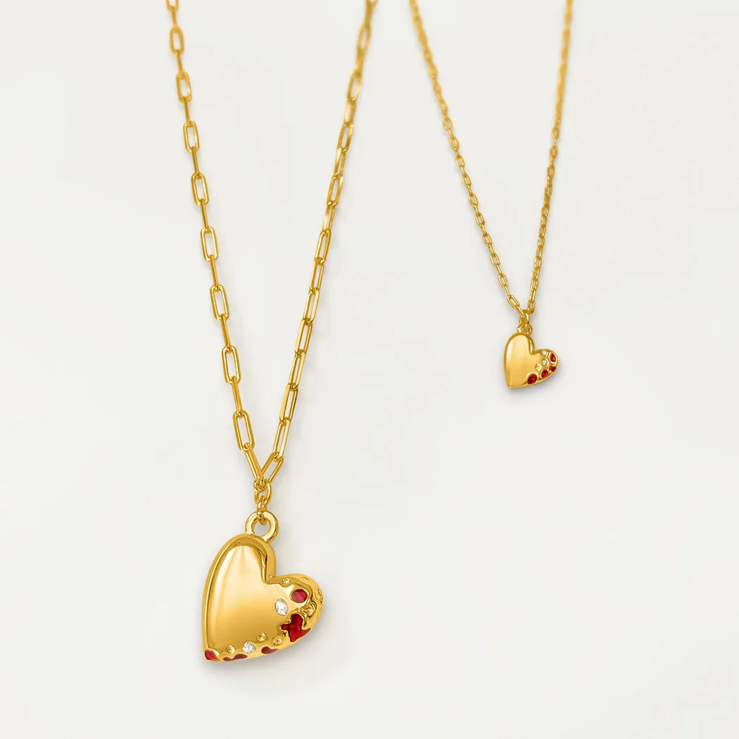 Jeweled Heart Locket and Pendant Gift Set - Gold