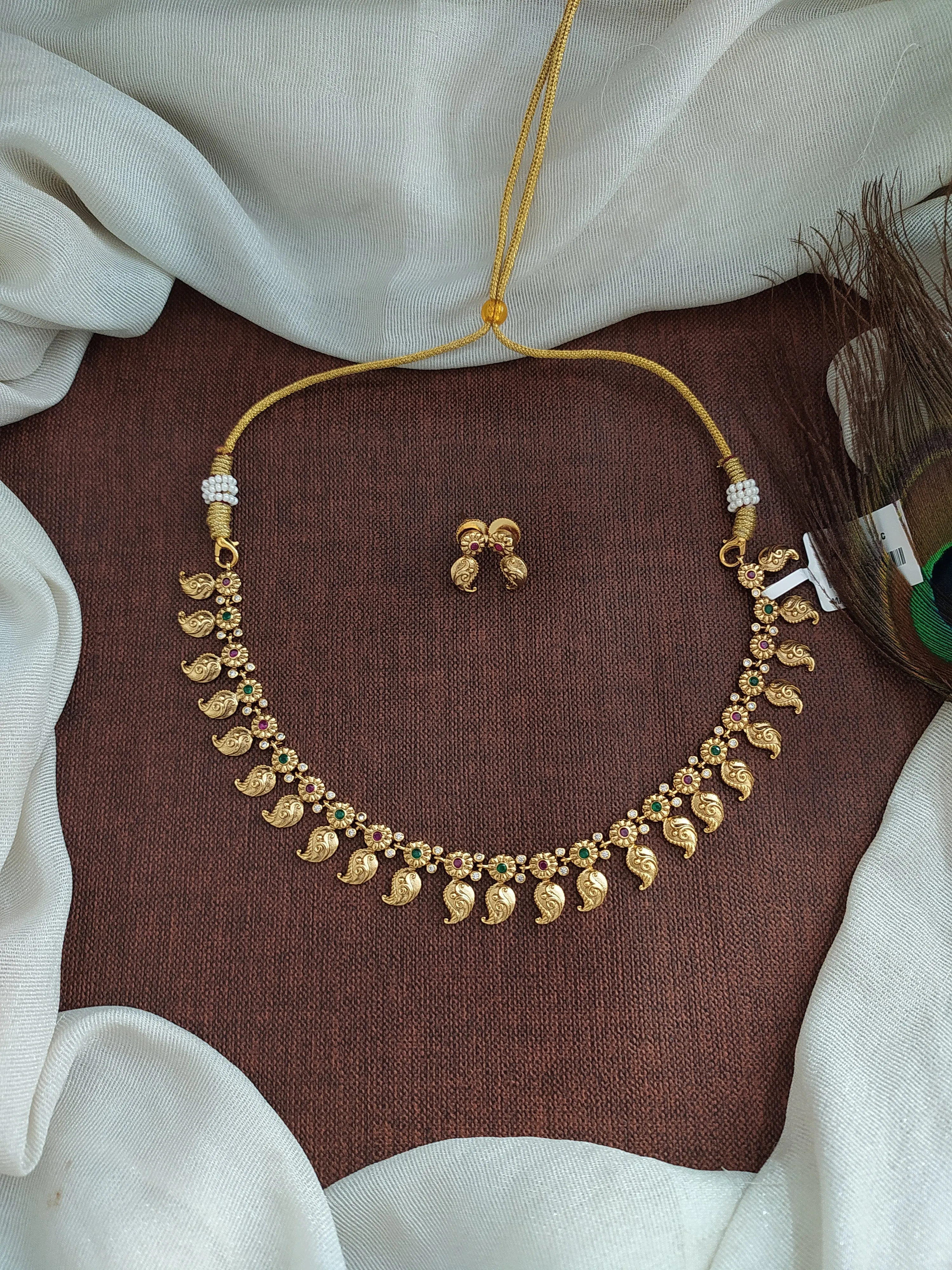 Kerala-Inspired Mango Design Necklace Set