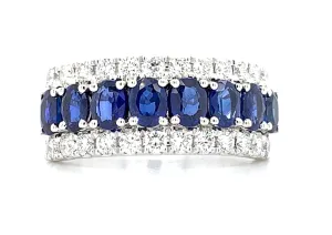 Ladies Diamond and Blue Sapphire Ring