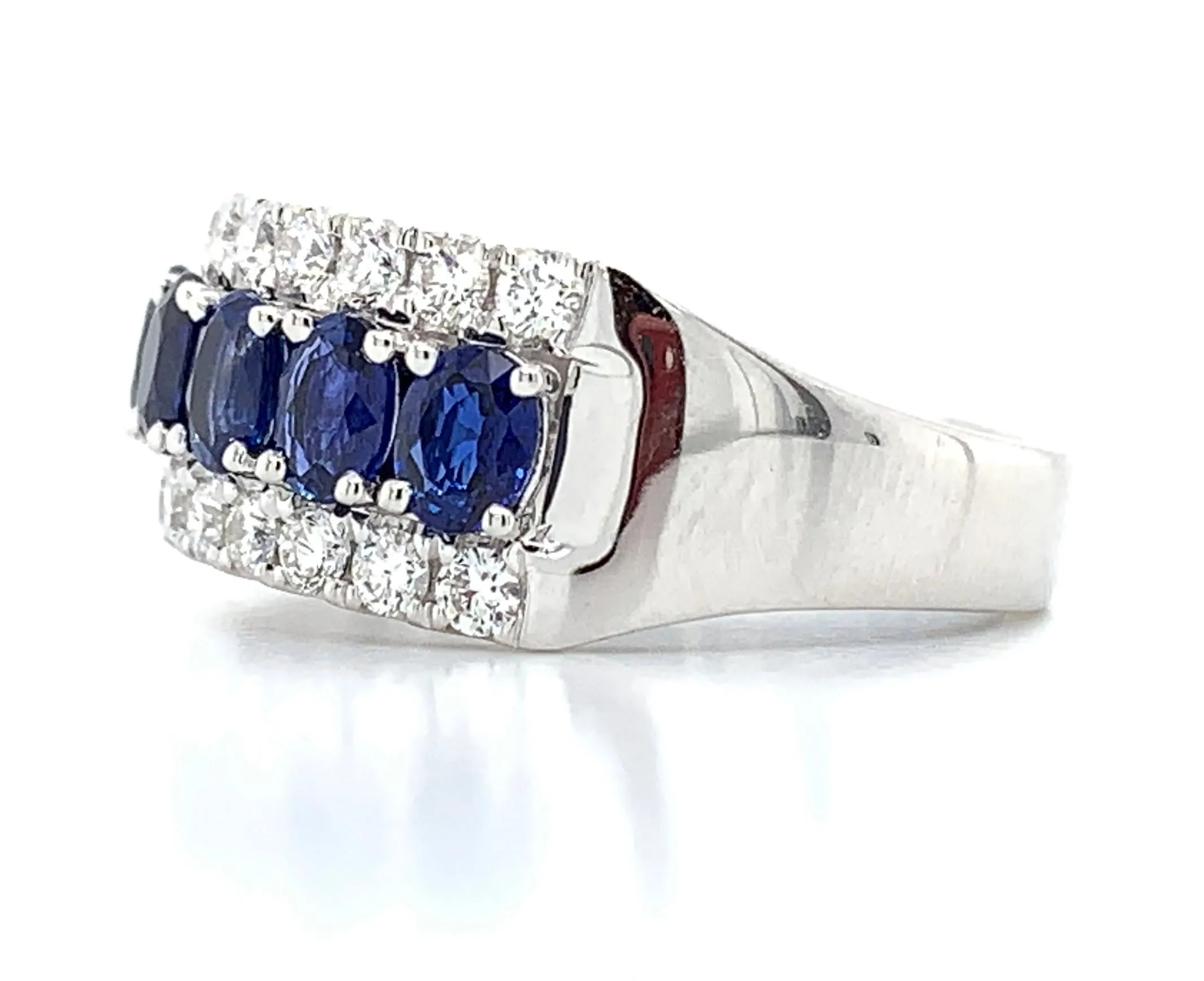 Ladies Diamond and Blue Sapphire Ring