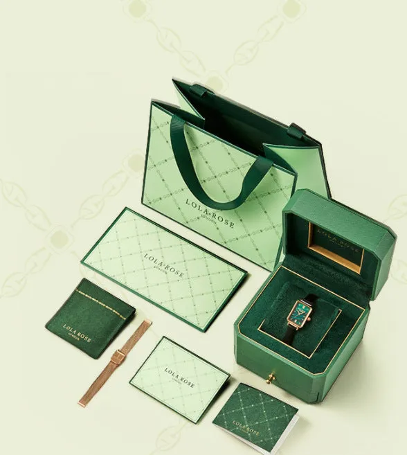 Lola Rose Small Green Watch Set Roller Small Golden Watch Square British Starry Watch Girl